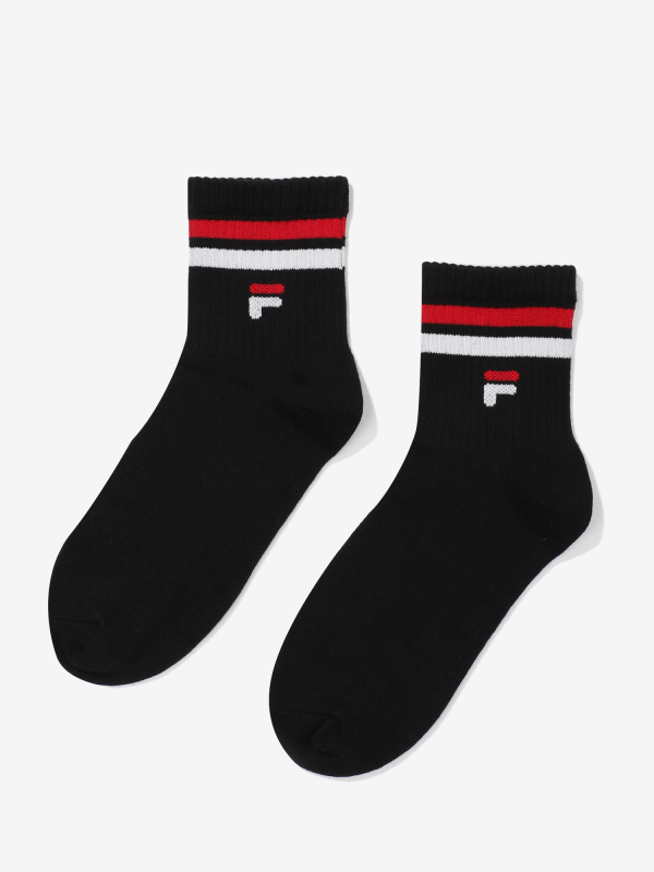 韓國FILA - 條紋中襪 (黑色) 