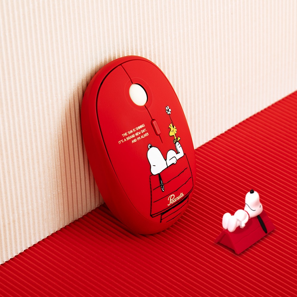 【韓國直送】Peanuts Snoopy紅色無線滑鼠｜피너츠 스누피 멀티페어링 마우스 레드