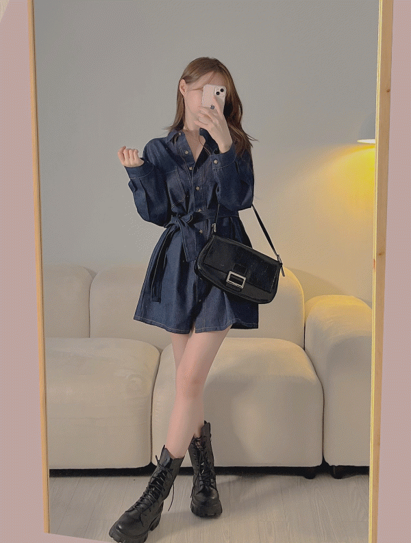 melted-[신상5%할인] 세인티 데님셔츠 ops♡韓國女裝連身裙