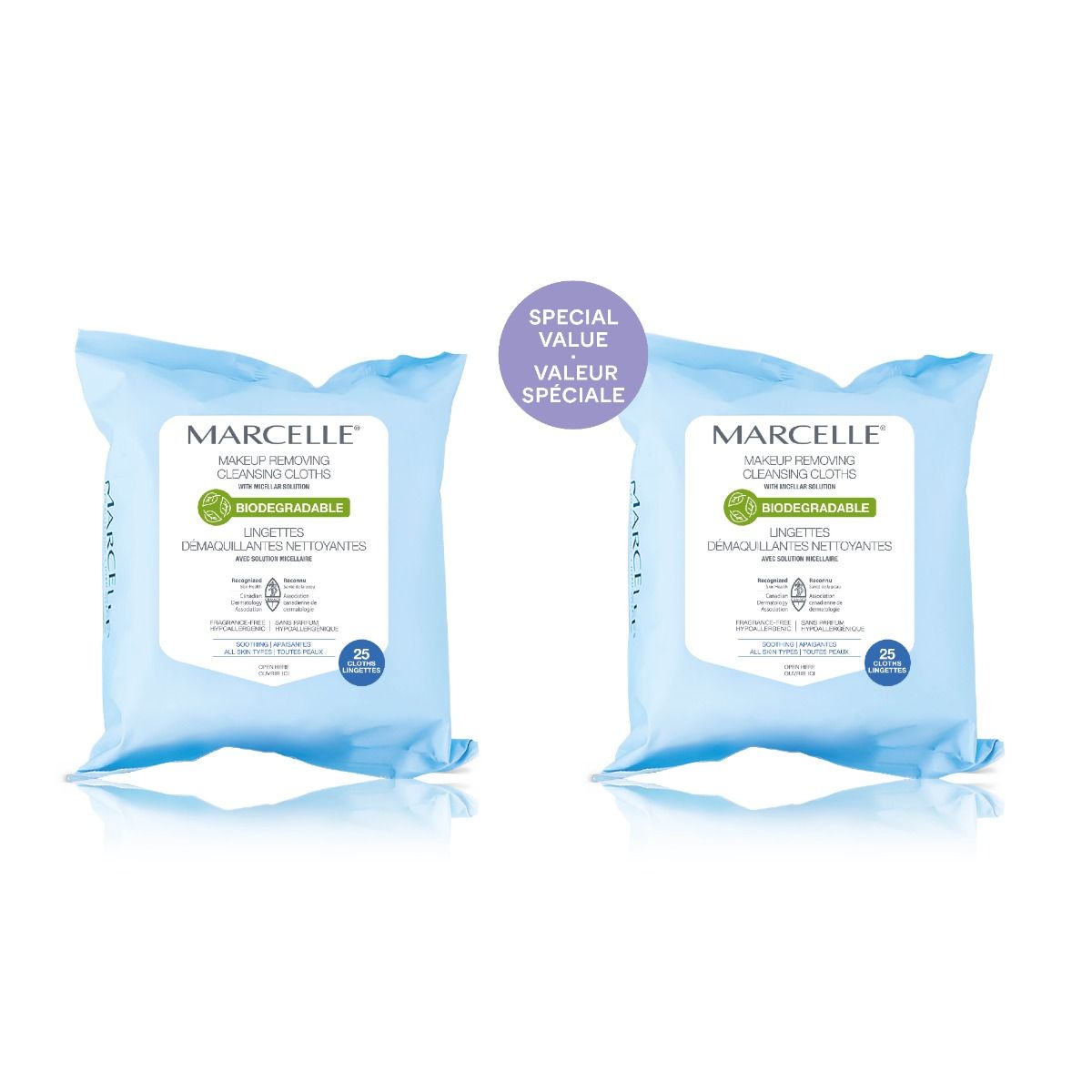 【限定優惠】Marcelle Biodegradable Makeup Removing Cleansing Cloths with Recyclable Pouch