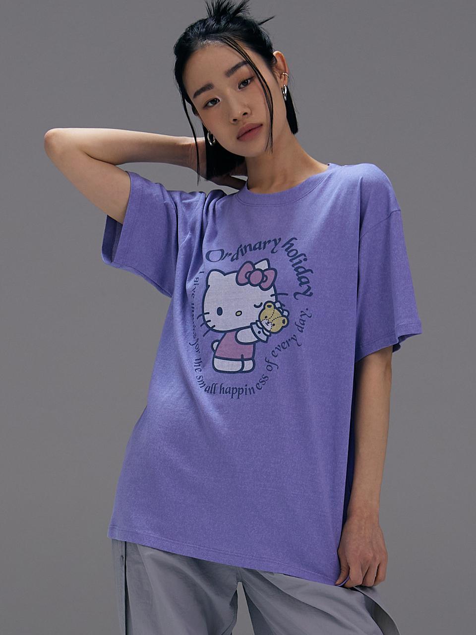 [Ordinary X Hello Kitty] Pigment T-shirt BLUE