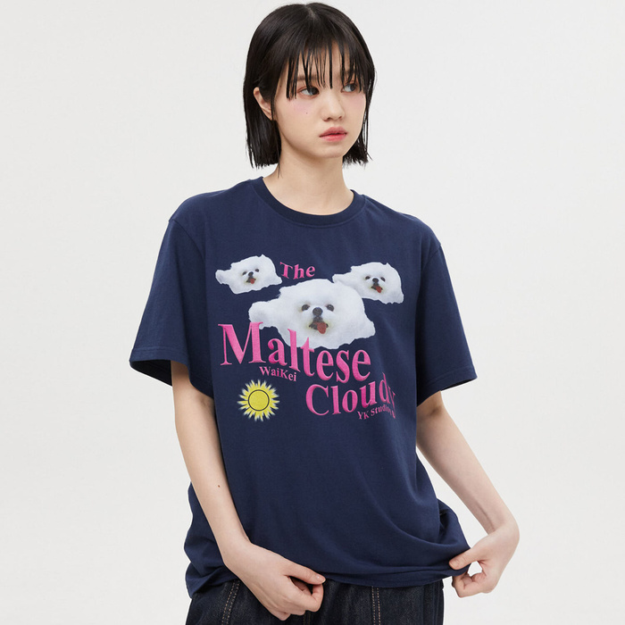 【限時優惠】Wai Kei -  Maltese Cloudy Short Sleeve T-shirt | NAVY