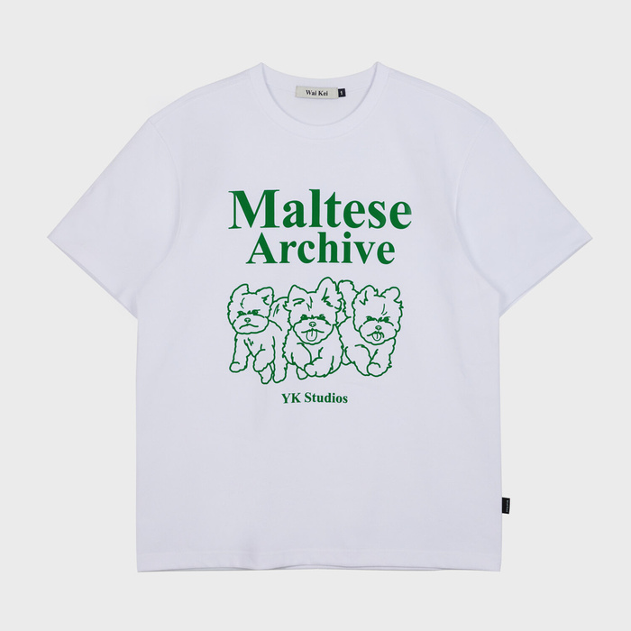 【限時優惠】Wai Kei -  Maltese Archive Line Graphic Short Sleeve T-shirt | WHITE