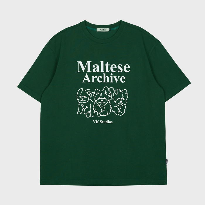 【限時優惠】Wai Kei -  Maltese Archive Line Graphic Short Sleeve T-shirt | GREEN