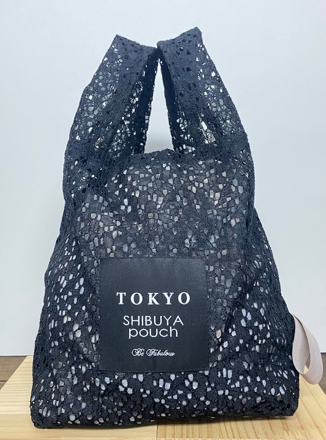 【日本直送】TOKYO SHIBUYA POUCH 花蕾絲軟包（黑色） (M號)