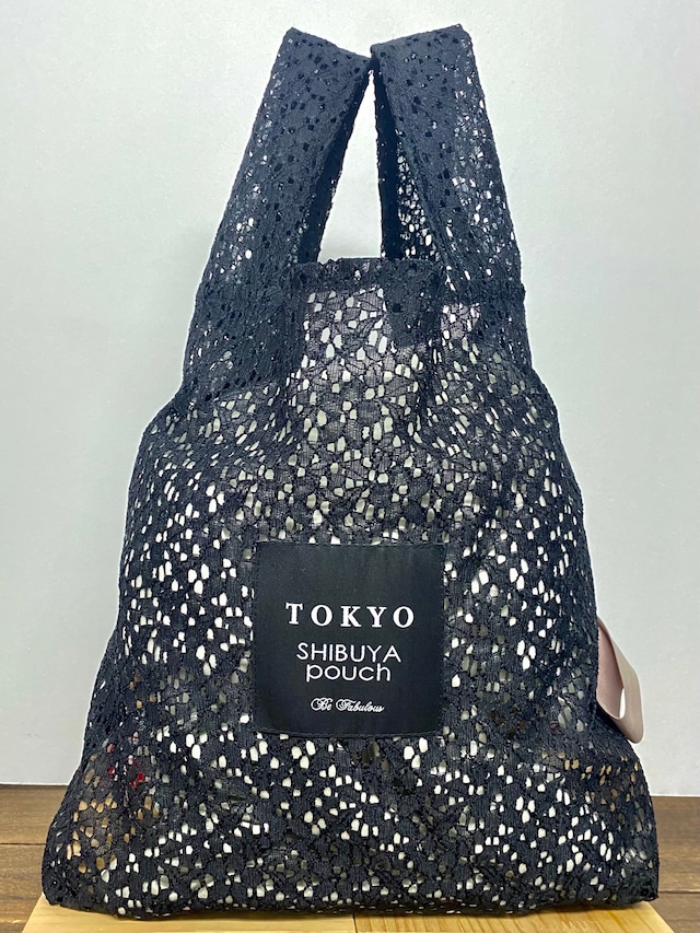 【日本直送】TOKYO SHIBUYA POUCH 花蕾絲軟包（黑色） (L號)