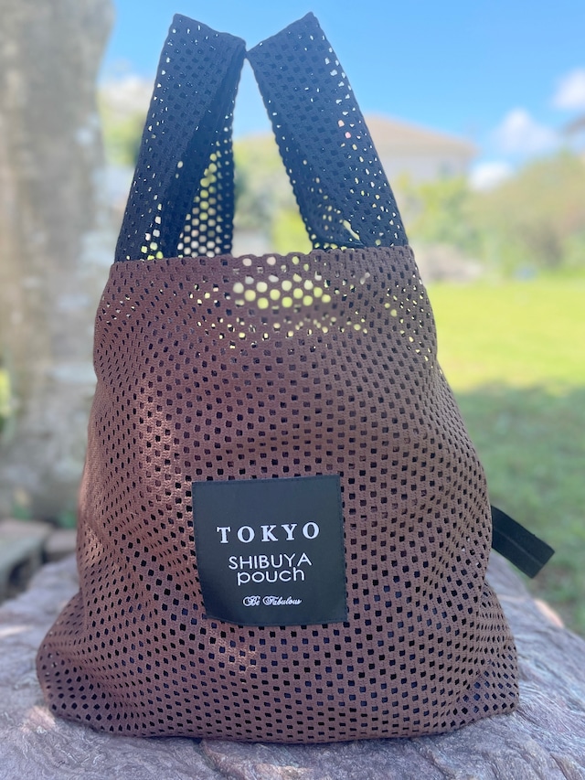 【日本直送】TOKYO SHIBUYA POUCH 雙色方形蕾絲軟包（棕色）(L號) 供應商預定發貨日期： 28/08/2023