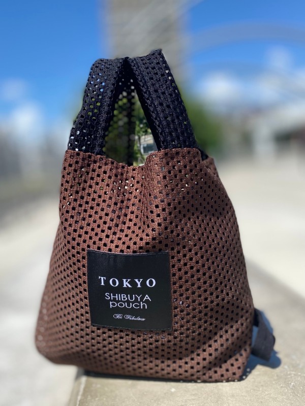 【日本直送】TOKYO SHIBUYA POUCH 雙色方形蕾絲軟包（棕色）(M號) 供應商預定發貨日期： 28/08/2023